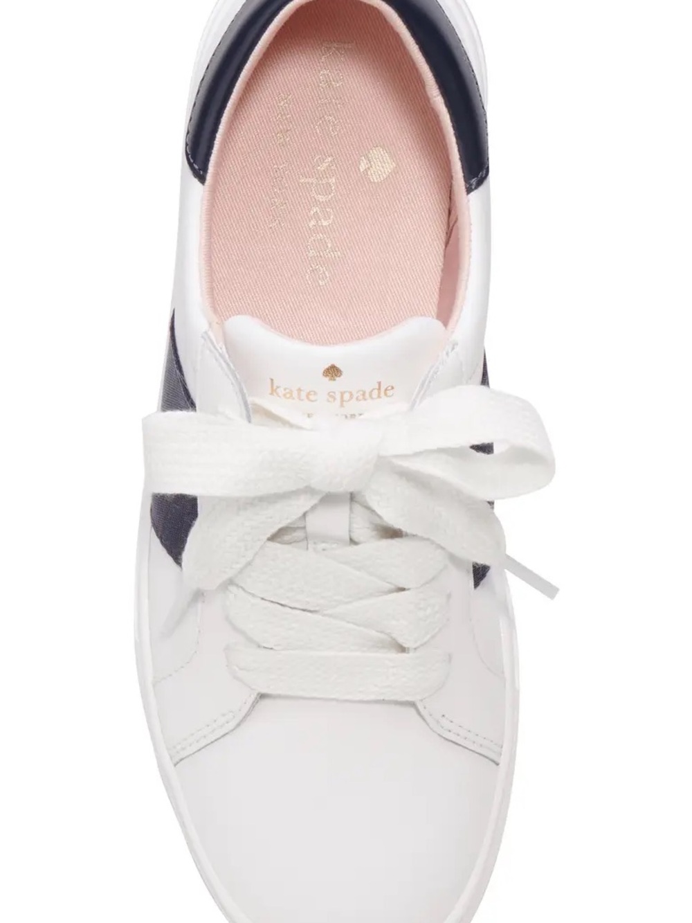 Kate Spade Adorn White and Black Leather Sneakers - Size 8 - Picture 2 of 13